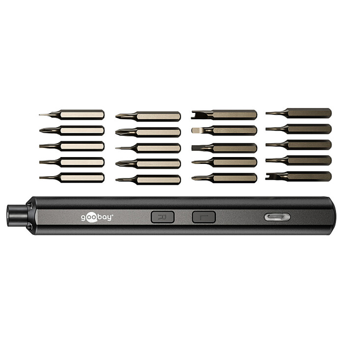 Goobay Tournevis électrique avec coffret de 20 embouts de précision