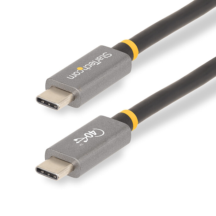 StarTech.com Câble USB4, USB-C, 40 Gbps 8K 120Hz/4K 240Hz, ThunderBolt 4/3 avec Power Delivery 100W - M/M - 1 m