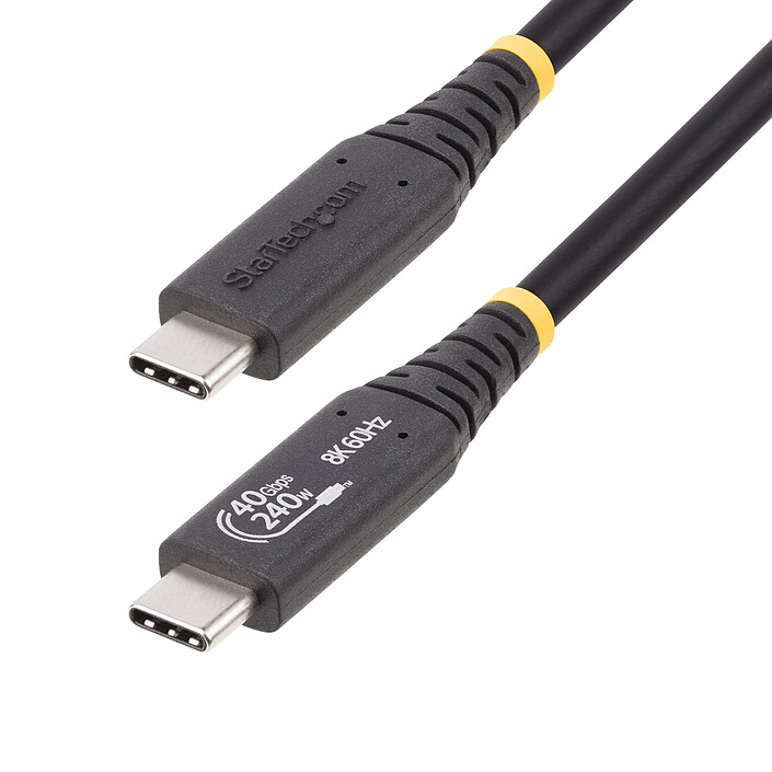 StarTech.com USB4 USB-C Cable, 40 Gbps 8K 120Hz/4K 240Hz, ThunderBolt 4/3 with Power Delivery 240W - M/M - 1 m