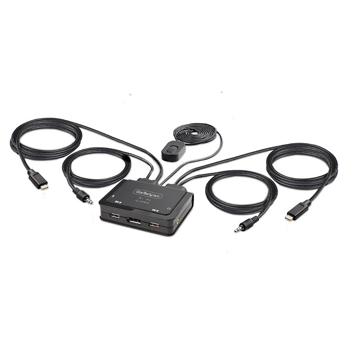 StarTech.com KVM Switch USB-C DisplyPort 2 ports 4K 60Hz avec Hub 2 ports USB 2.0