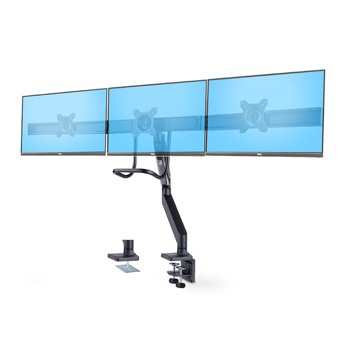 Soporte de escritorio articulado con barra transversal de StarTech.com para 3 pantallas LCD de hasta 27"