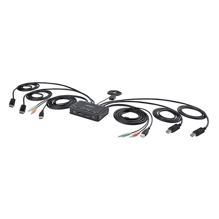 StarTech.com KVM Switch USB-A DisplyPort 2 ports 4K 60Hz avec Hub 2 ports USB 2.0