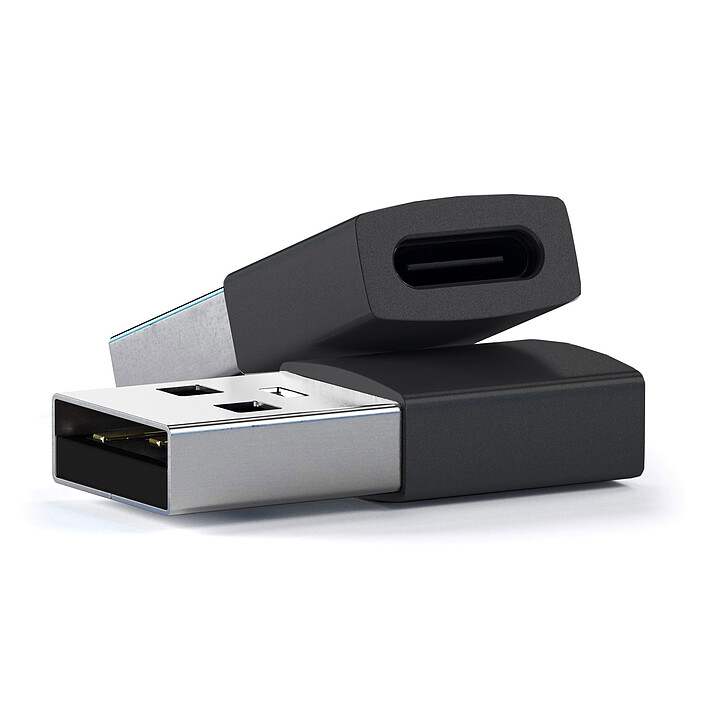 SATECHI Adaptateur USB 3.0 USB-A Mâle vers USB-C - Noir (pack de 2)