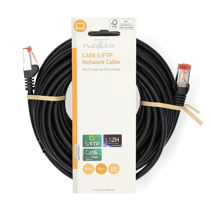 Avis Nedis Câble RJ45 catégorie 6 S/FTP 10 m (Noir)