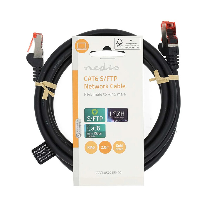 Avis Nedis Câble RJ45 catégorie 6 S/FTP 2 m (Noir)