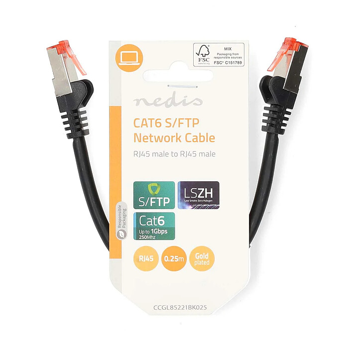 Avis Nedis Câble RJ45 catégorie 6 S/FTP 0.25 m (Noir) 