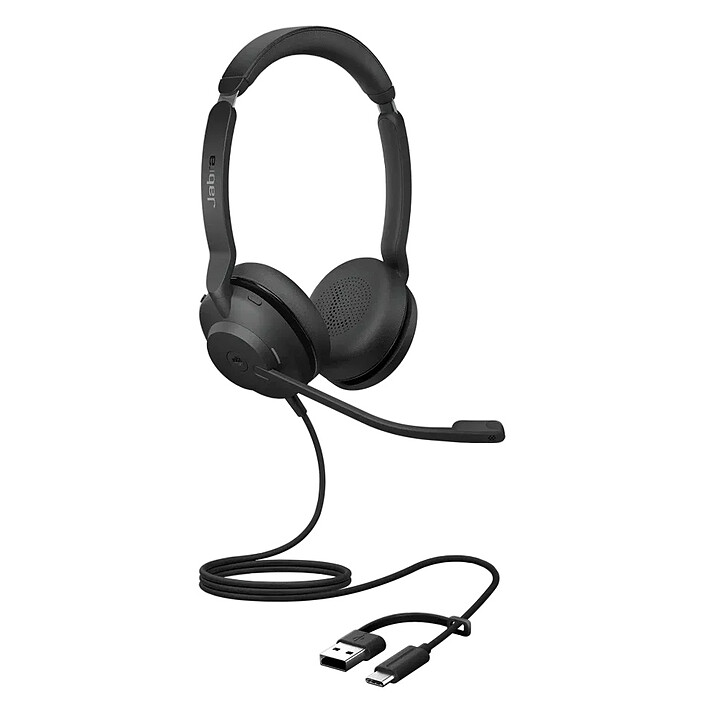 Jabra Evolve2 30 SE USB-A MS Stéréo avec adaptateur USB-C/A Noir