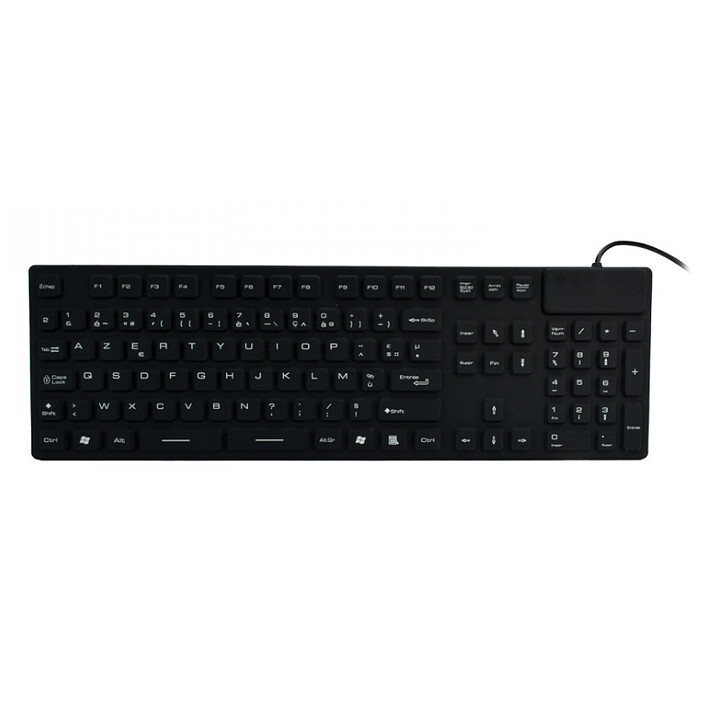 MCL Clavier étanche filaire en silicone (Noir) - AZERTY, Français