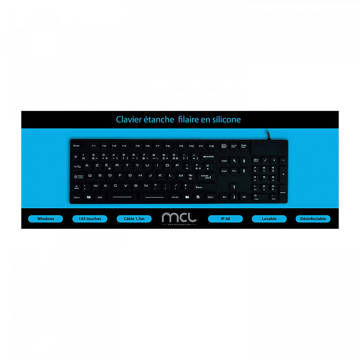 Avis MCL Clavier étanche filaire en silicone (Noir) - AZERTY, Français