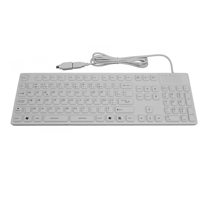 MCL Clavier étanche filaire en silicone (Blanc) - AZERTY, Français