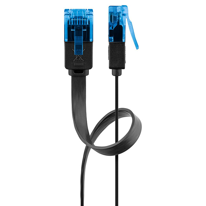 Goobay Câble RJ45 Plat Cat 6a U/UTP 0.5 m (Noir)