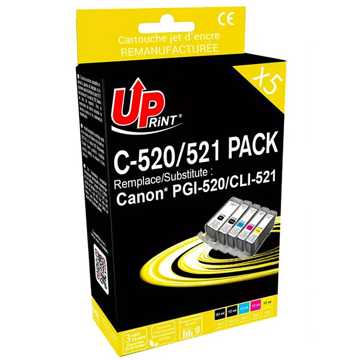 UPrint Pack of 5 compatible Canon PGI520/CLI521 cartridges