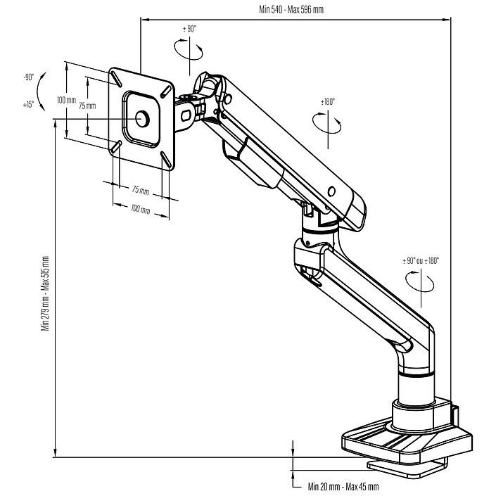 Nota INOVU PREMIUM MOUNT LT10 Nero - Supporto da scrivania per 1 schermo