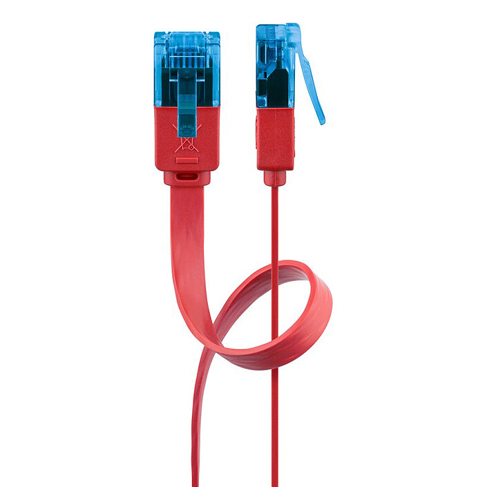 Goobay Câble RJ45 Plat Cat 6a U/UTP 1 m (Rouge)