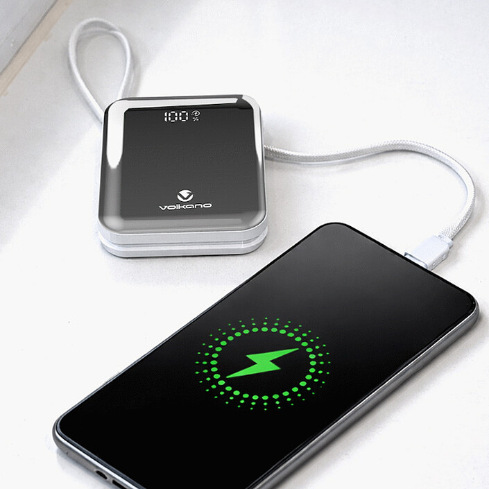 Review Volkano Solace Series 10 000 mAh with integrated USB-C and Lightning cables (White and Silver)