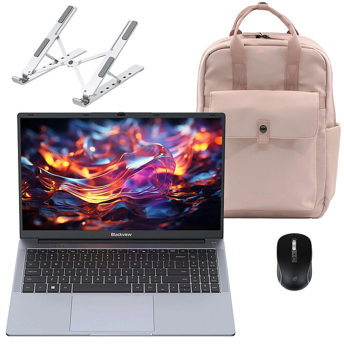 Blackview AceBook 6 R3 3300U 16/512 + Souris sans fil INOVU AT200M + Support pliable INOVU INSUTR16 + Sac à dos INOVU Blush Rose