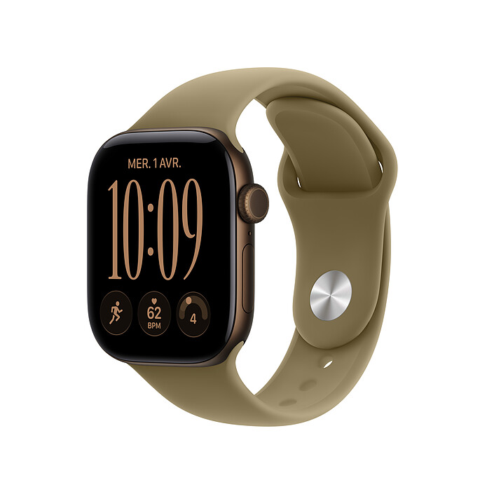 Apple Watch Series 12 GPS + Cellular 42 mm Aluminium Bronze sombre Bracelet Sport Olive S/M