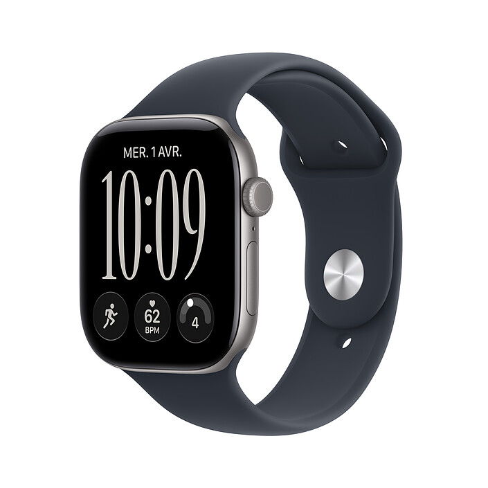 Apple Watch Series 12 GPS + Cellular 46 mm Aluminium Gris sidéral Bracelet Sport Bleu marine S/M