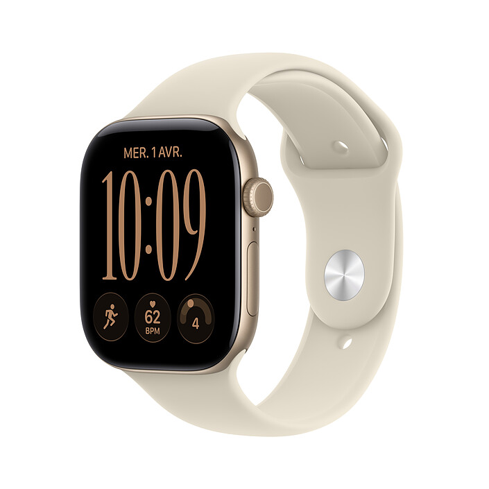 Apple Watch Series 12 GPS + Cellular 46 mm Aluminium Or clair Bracelet Sport Sable S/M