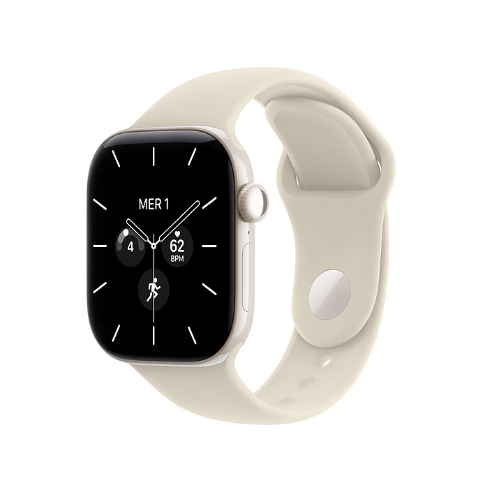 Apple Watch Series 12 GPS + Cellular 42 mm Céramique Blanc nacré Bracelet Sport Sable S/M