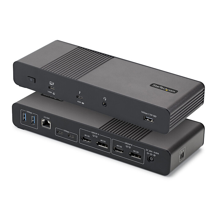 StarTech.com Estación de acoplamiento Thunderbolt 5/USB-C de cuatro pantallas 4K 60 Hz con Power Delivery de 140 W