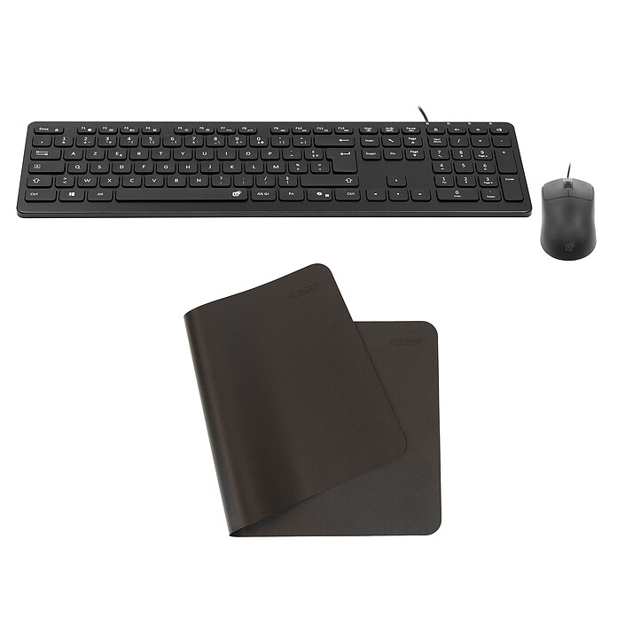 INOVU Pack clavier-souris AW10B + FM1200 + Desk Mat Noir
