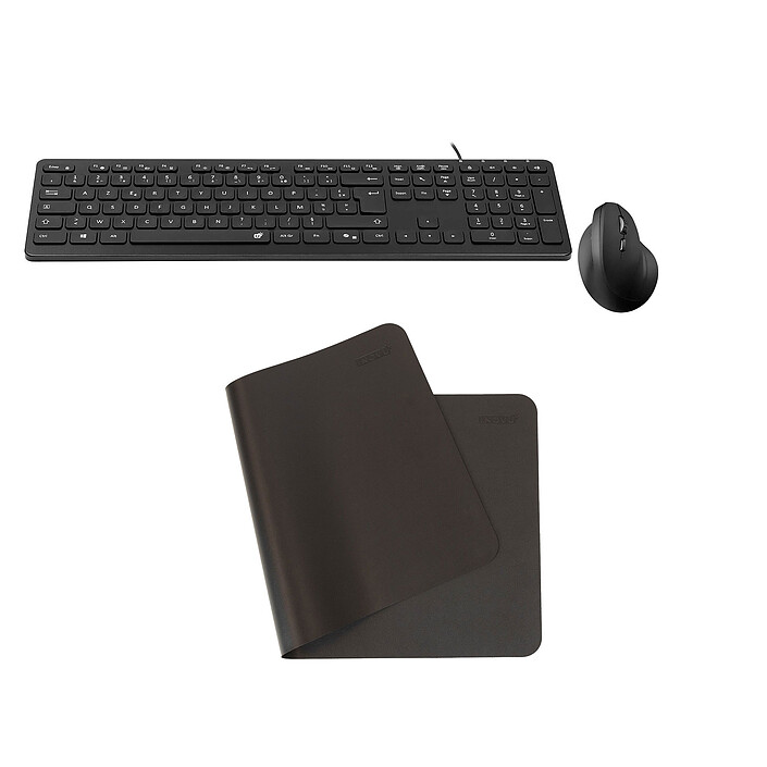 INOVU Pack clavier-souris AW10B + EG200V + Desk Mat Noir