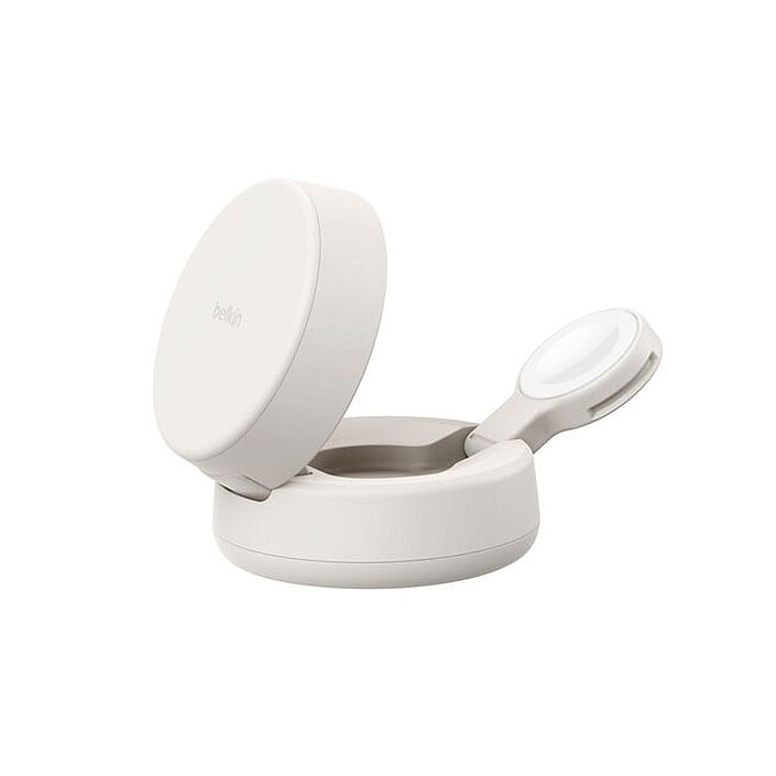 Avis Belkin UltraCharge Pro Chargeur 2-en-1 Aimanté et Pliable 25W Qi2 (Beige Clair)