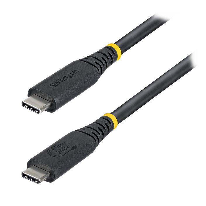 StarTech.com Câble USB4, USB-C, 40 Gbps 8K 120Hz/4K 240Hz, ThunderBolt 4 avec Power Delivery 240W - M/M - 1 m