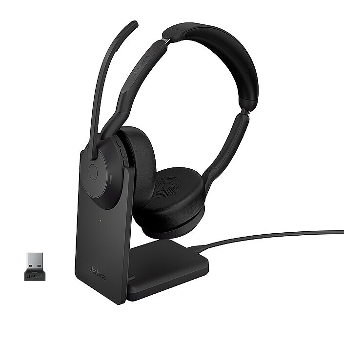 Jabra Evolve2 55 Link380a UC Estéreo con base de carga (USB-A)