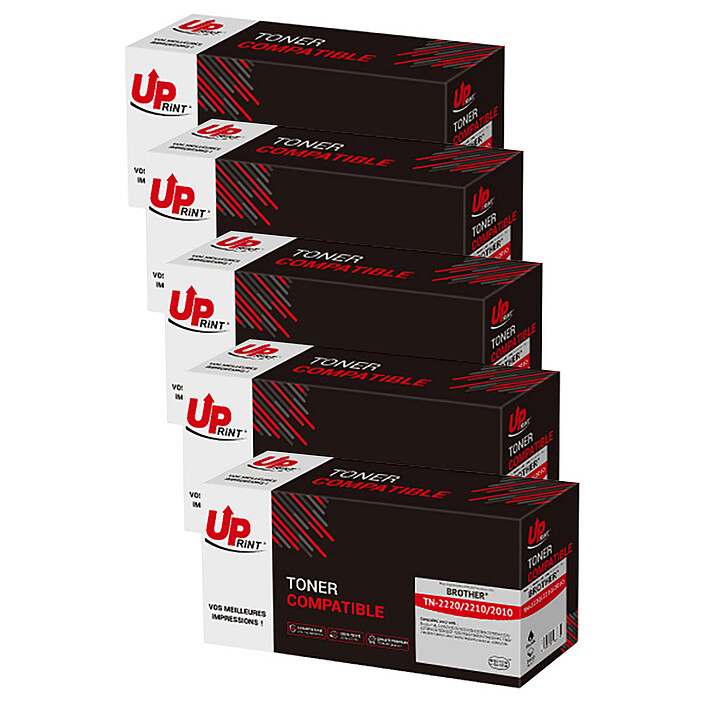 UPrint Pack de 5 toners compatibles Brother TN-2220 / TN-2210 / TN-2010 (Noir)