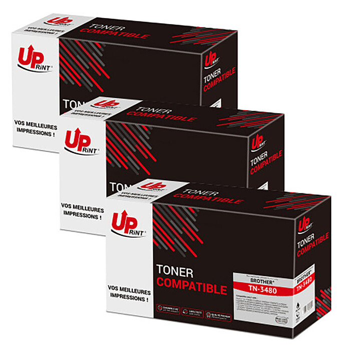 UPrint Pack de 3 toners compatibles Brother TN-3480 / TN-3430 (Noir)