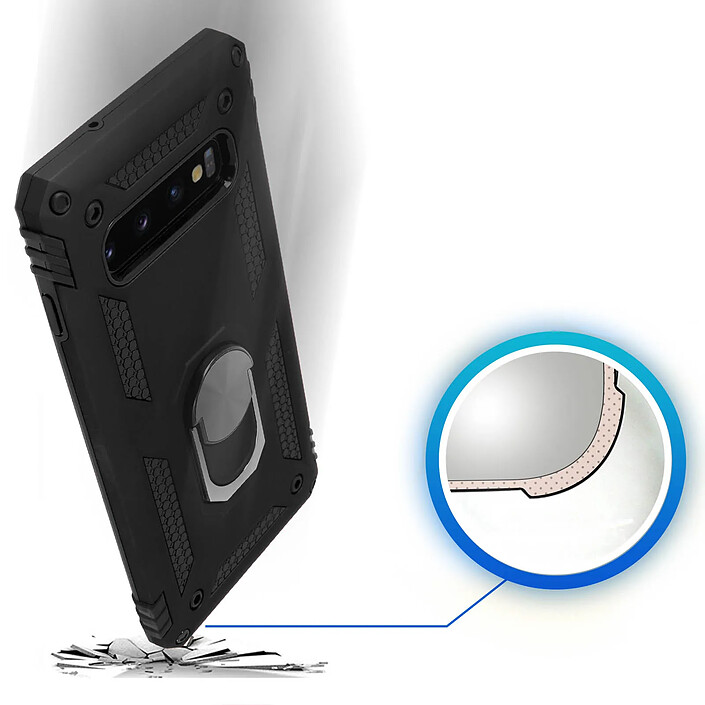Avizar Coque Noir Bi-matières pour Samsung Galaxy S10 pas cher