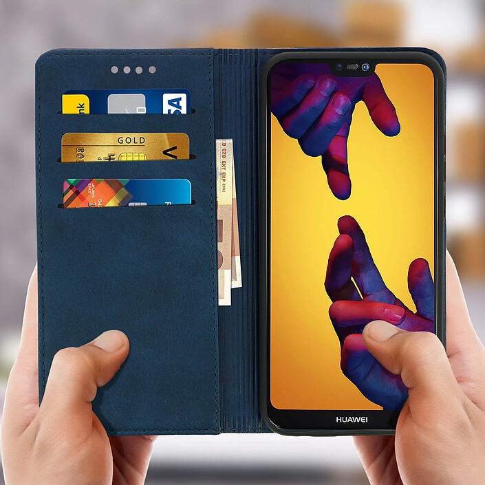 Acheter Avizar Etui folio Bleu Nuit Éco-cuir pour Huawei P20 Lite