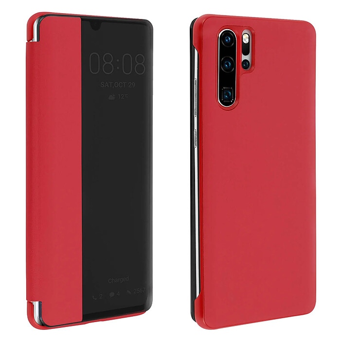 Avizar Etui folio Rouge à fenêtre pour Huawei P30 Pro