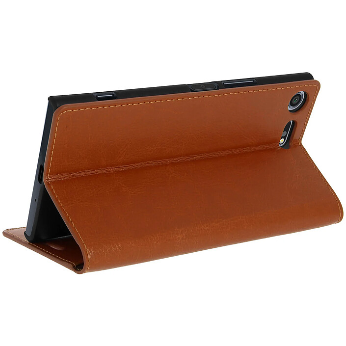 Avizar Étui pour Xperia XZ Premium Coque Clapet Portefeuille Cuir - Fonction stand Camel pas cher