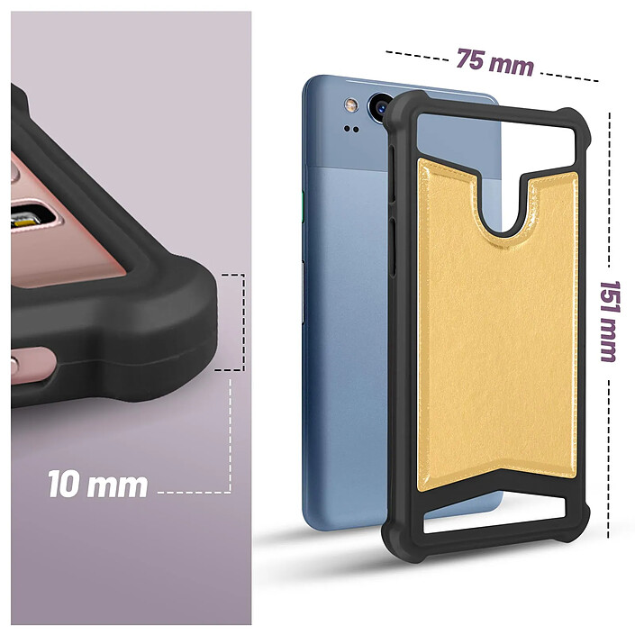 Avizar Coque pour Téléphone 5'' à 5.3'' Silicone Gel Coin Bumper Dos Effet Cuir pas cher