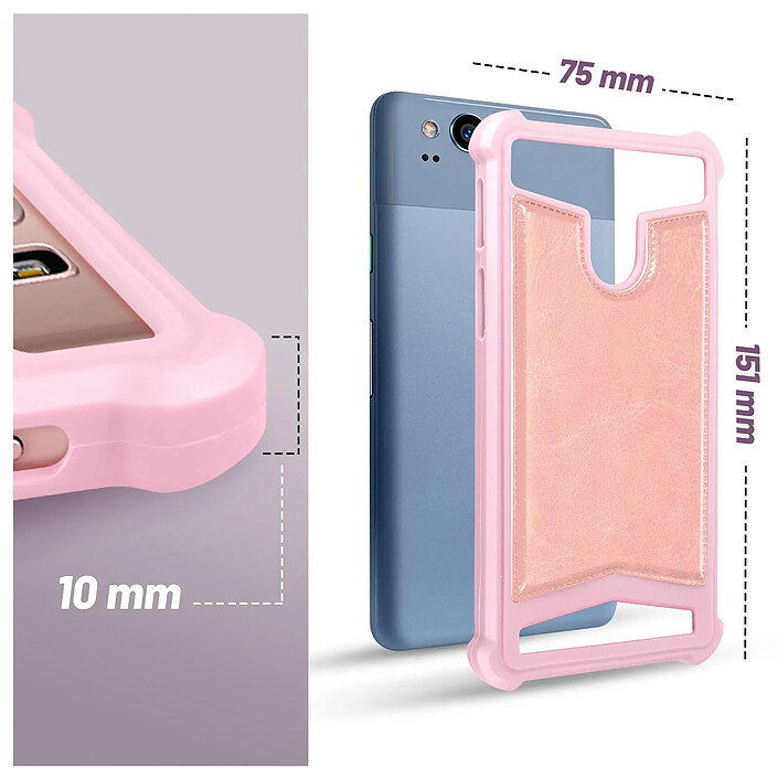 Avizar Coque pour Smartphone 5'' à 5.3'' Silicone Gel Coins Renforcés Dos Effet Cuir pas cher