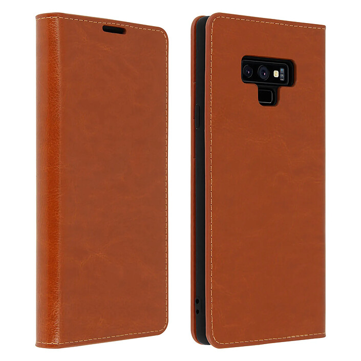 Avizar Étui Samsung Galaxy Note 9 Housse Cuir Portefeuille Fonction Support - camel