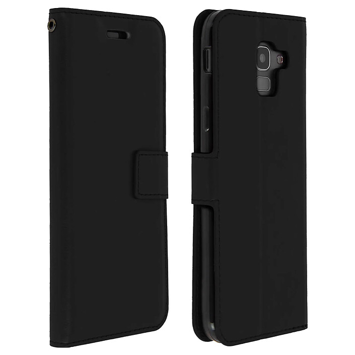Avizar Housse Folio pour Samsung Galaxy J6 Étui Porte carte Fonction Support Noir