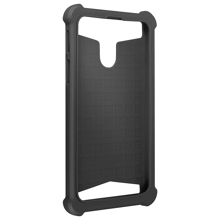 Avizar Coque Téléphone 5.3'' à 5.5'' Silicone Gel Coins Renforcés Dos Effet Cuir Argent