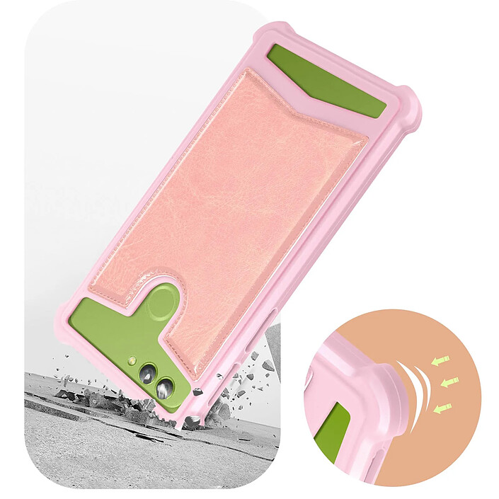 Acheter Avizar Coque pour Smartphone 5'' à 5.3'' Silicone Gel Coins Renforcés Dos Effet Cuir