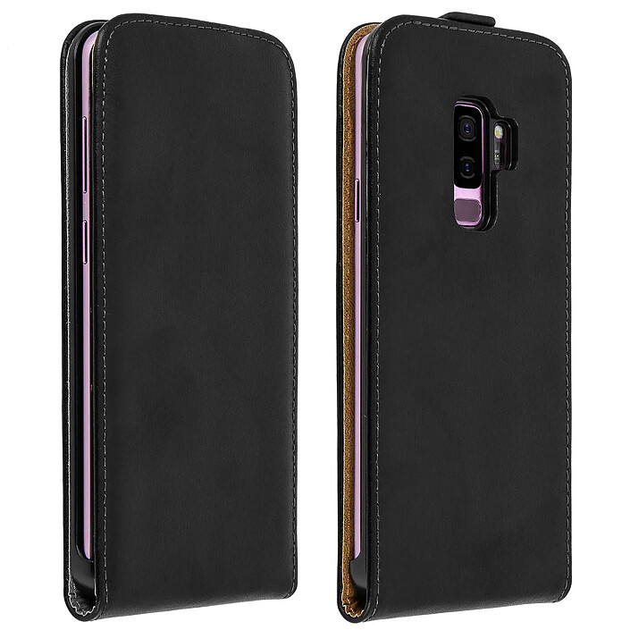 Avizar Etui Samsung Galaxy S9 Plus à Clapet Cuir Languette magnétique - Noir
