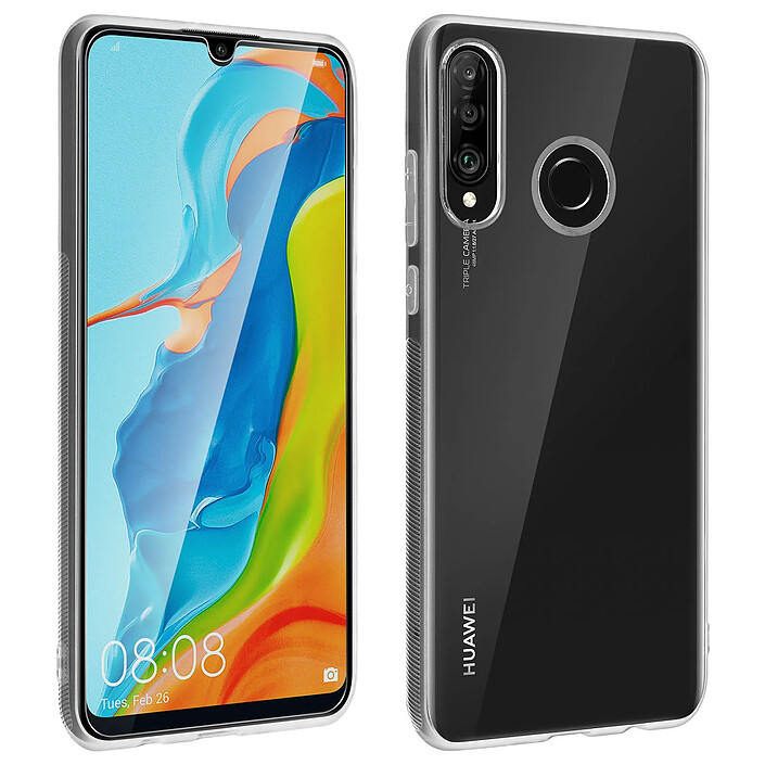 Avizar Coque Huawei P30 Lite Silicone Gel et Film Ecran Verre Trempé