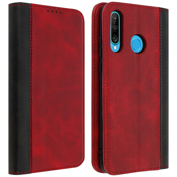Avizar Housse pour Huawei P30 Lite Étui Folio Rangement carte Fonction support Rouge