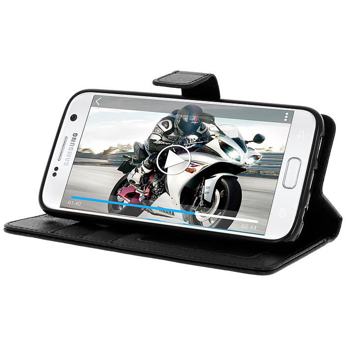 Acheter Avizar Housse Étui Folio Portefeuille pour Samsung Galaxy S7 - Fonction Support Noir