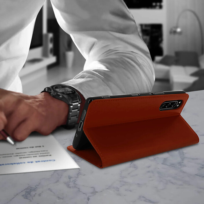 Acheter Avizar Étui pour Sony Xperia 5 Folio Cuir Véritable Porte cartes Support Vidéo
