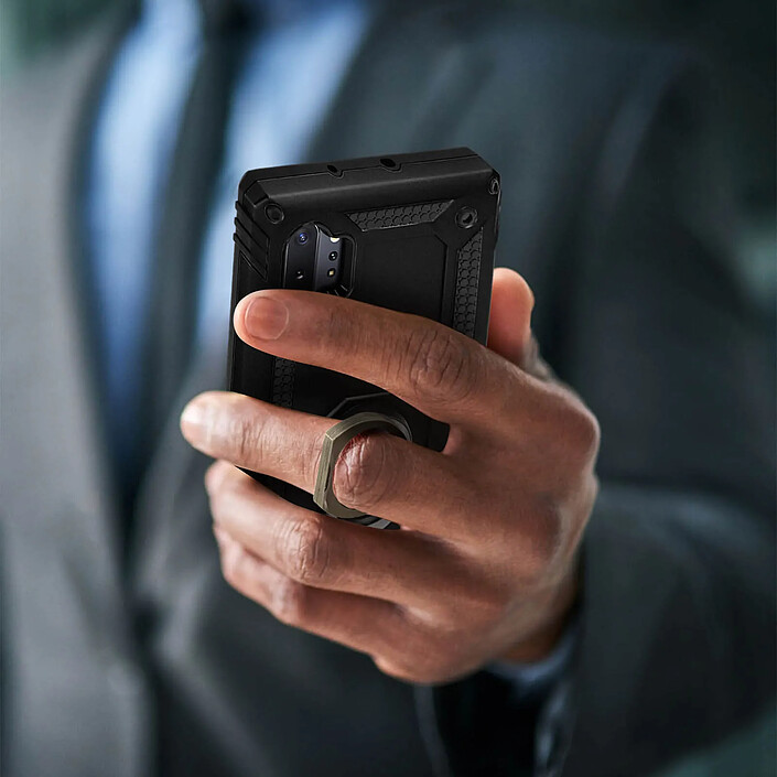 Avis Avizar Coque pour Samsung Galaxy Note 10 Plus Bi matière Rigide Souple Bague Support Vidéo Noir