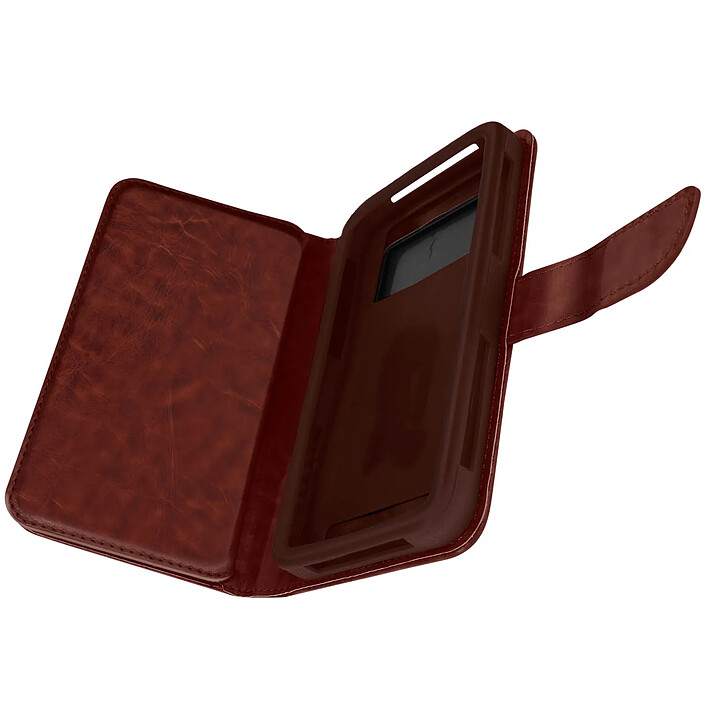 Avizar Étui pour Smartphone 4,3 à 4,7'' Portefeuille Multi-rangements Caméra Slide Marron