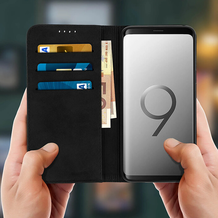 Avis Avizar Housse pour Samsung Galaxy S9 Étui Porte-cartes Fonction Support Coque Silicone Gel Noir